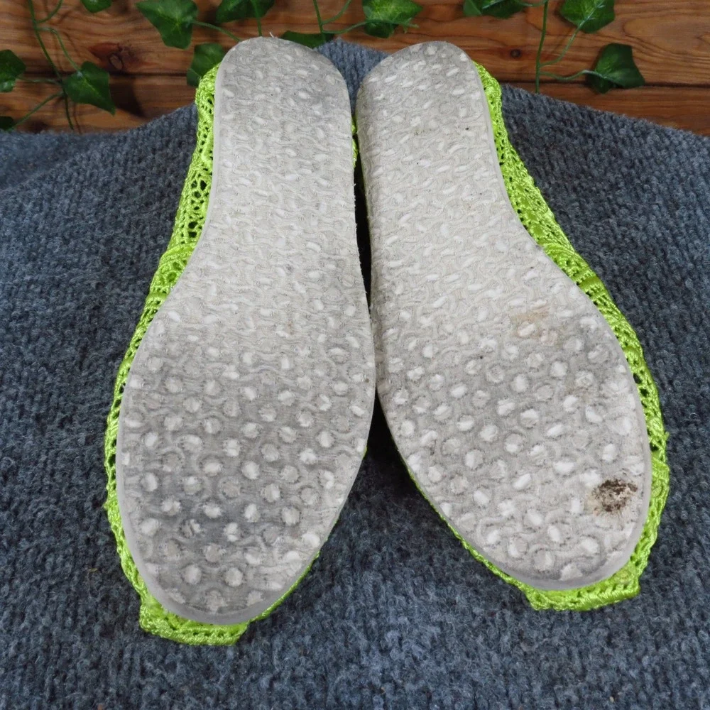 TOMS Alpargata Women Moroccan Crochet Slip On Shoe Size 7 Summer Lime Green